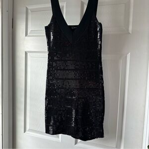 Aqua Y2K Black Sequin Mini Dress